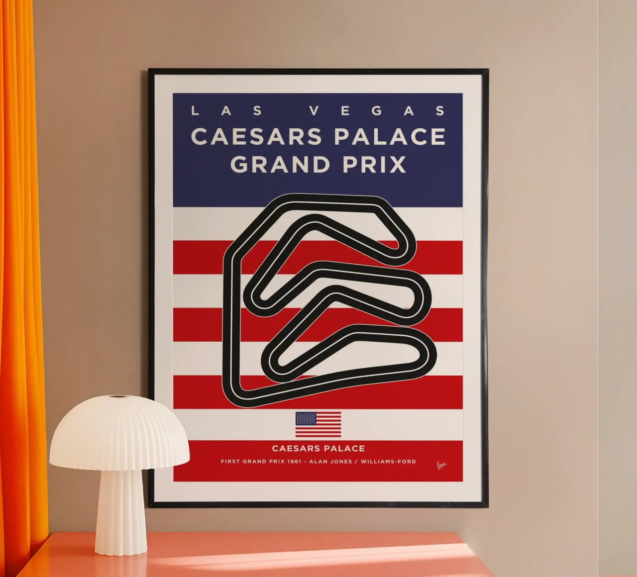 1981 F1 Caesars Palace Race Track carta hahnemühle da Formula Art