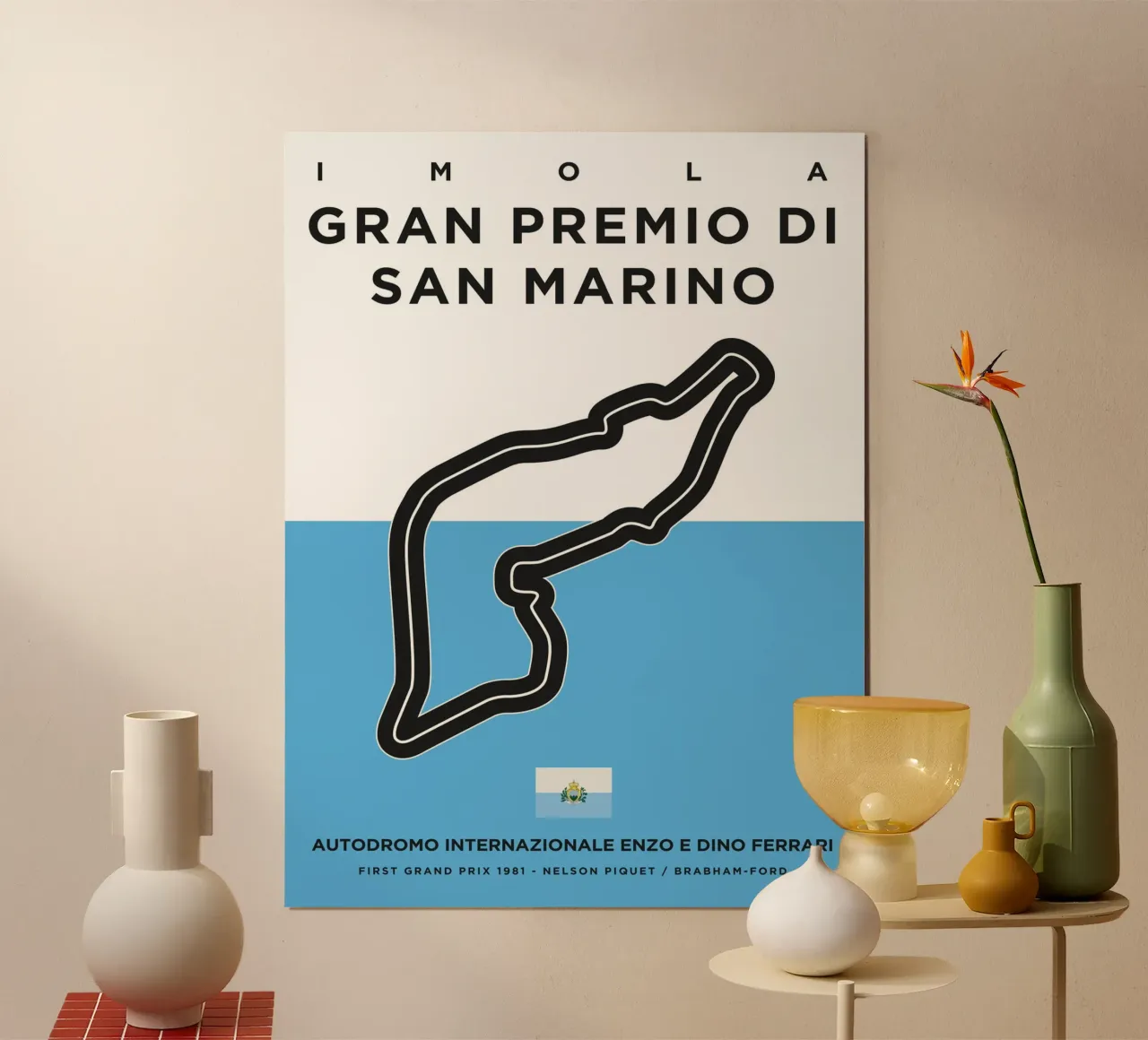 1981 F1 IMOLA-SM-GP Track carta hahnemühle da Formula Art