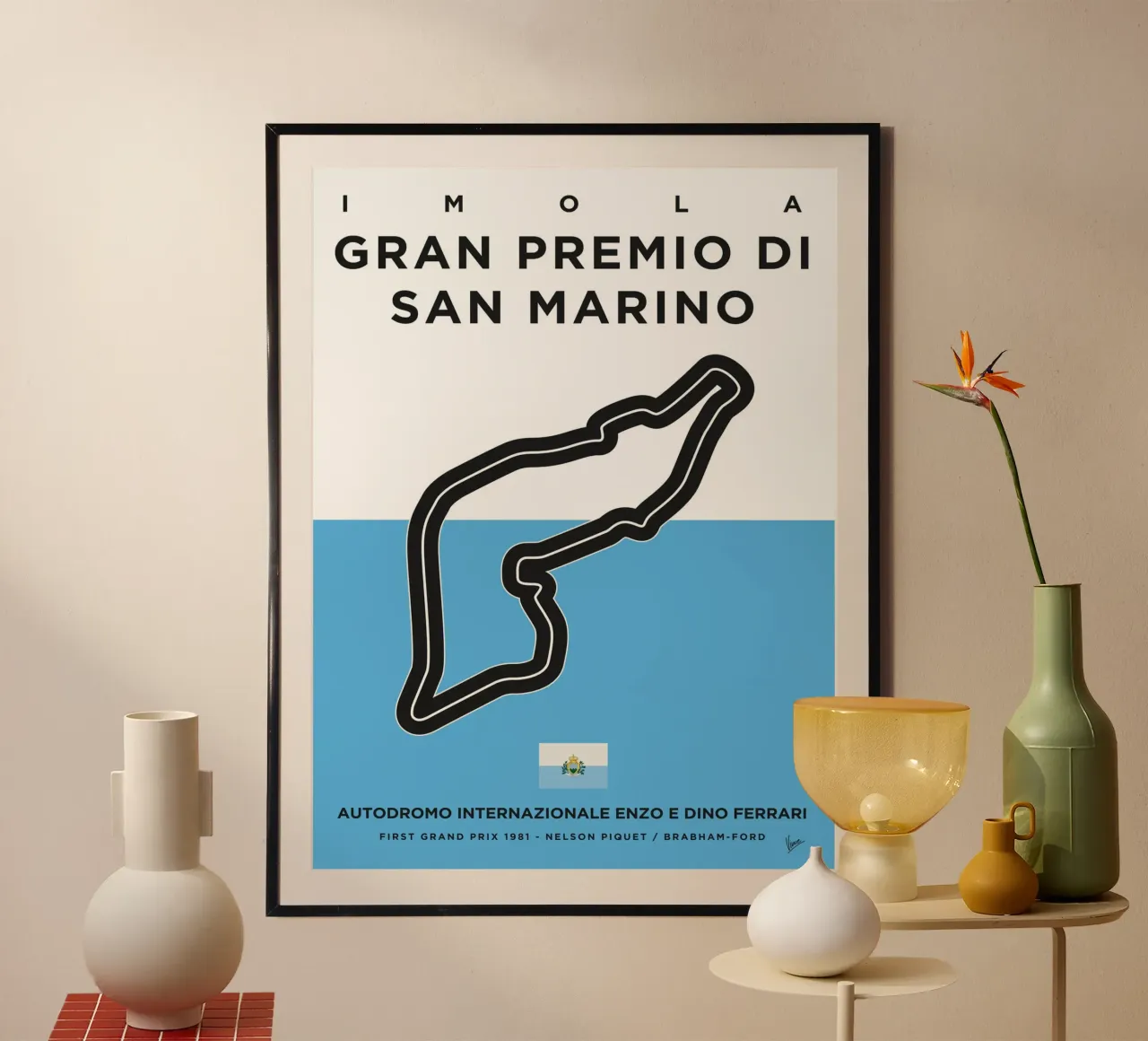 1981 F1 IMOLA-SM-GP Track carta hahnemühle da Formula Art