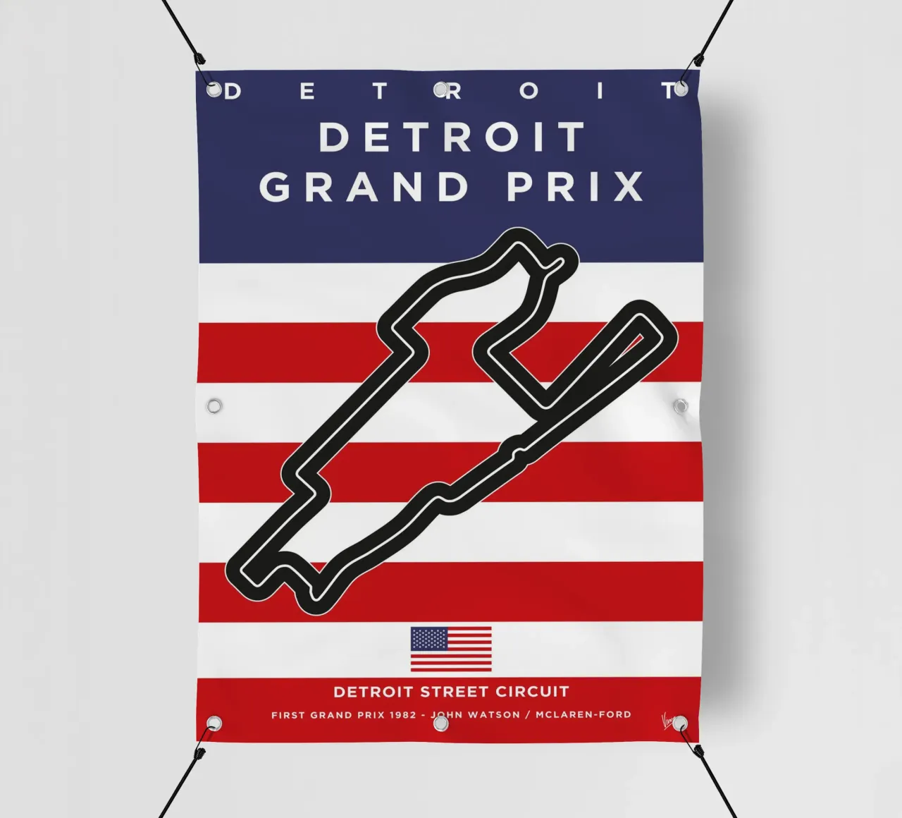 1982 F1 Detroit Race Track telo in pvc da Formula Art