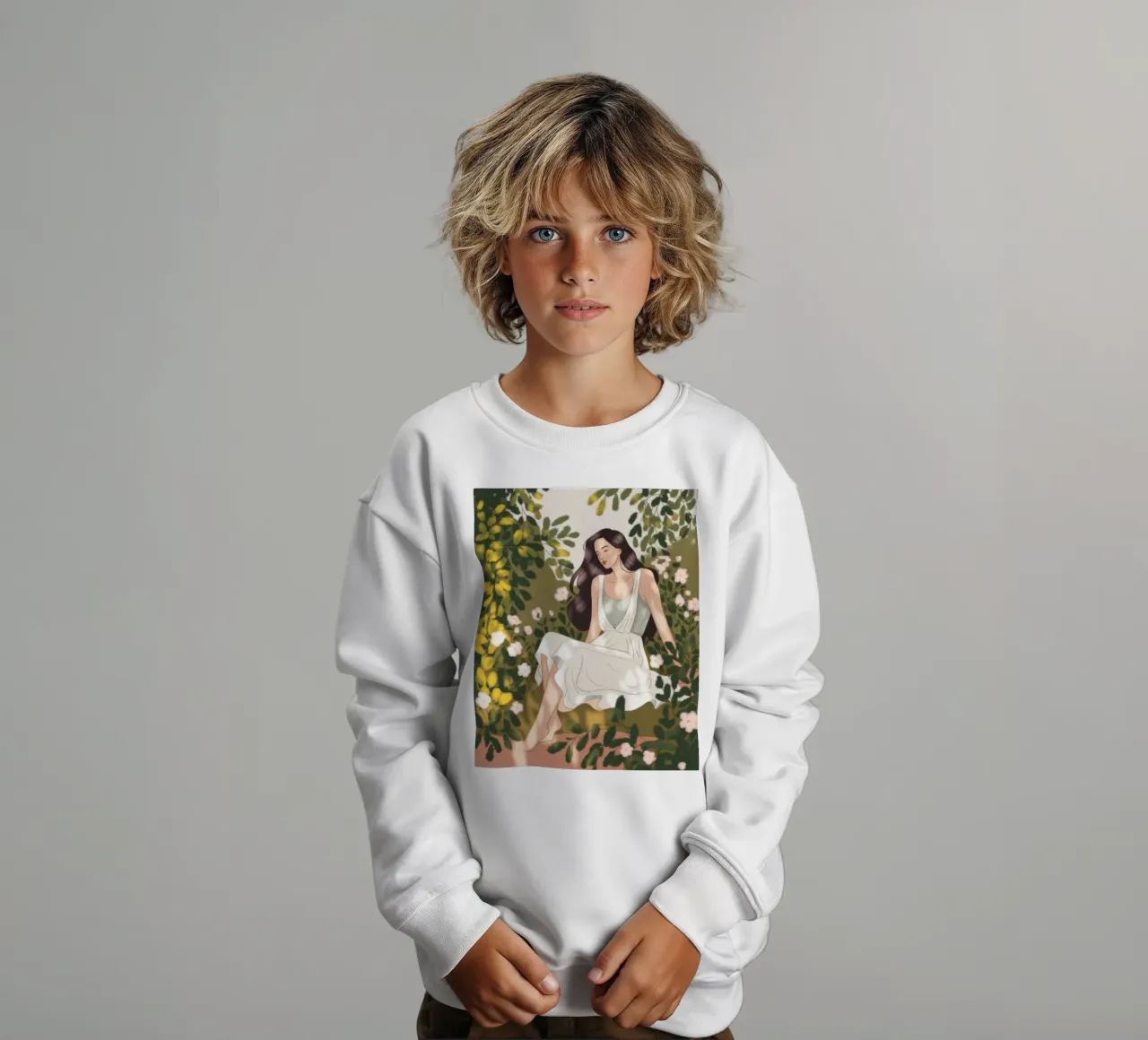 Serene Garden Repose kids sweatshirt by Atelier Tiga