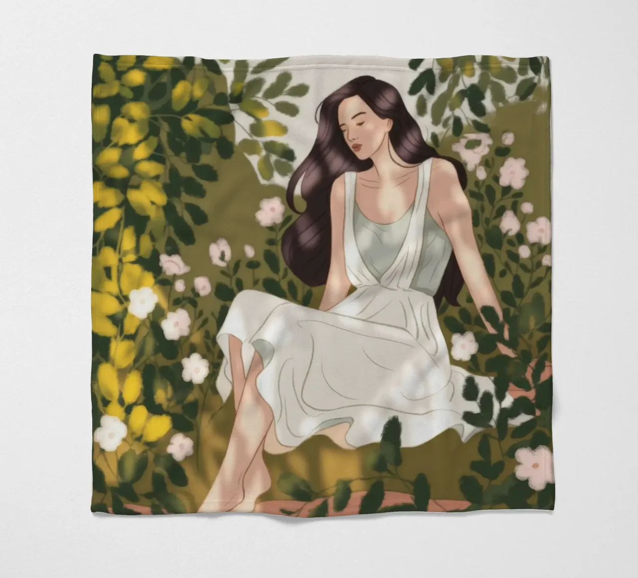 Serene Garden Repose fleece blanket by Atelier Tiga