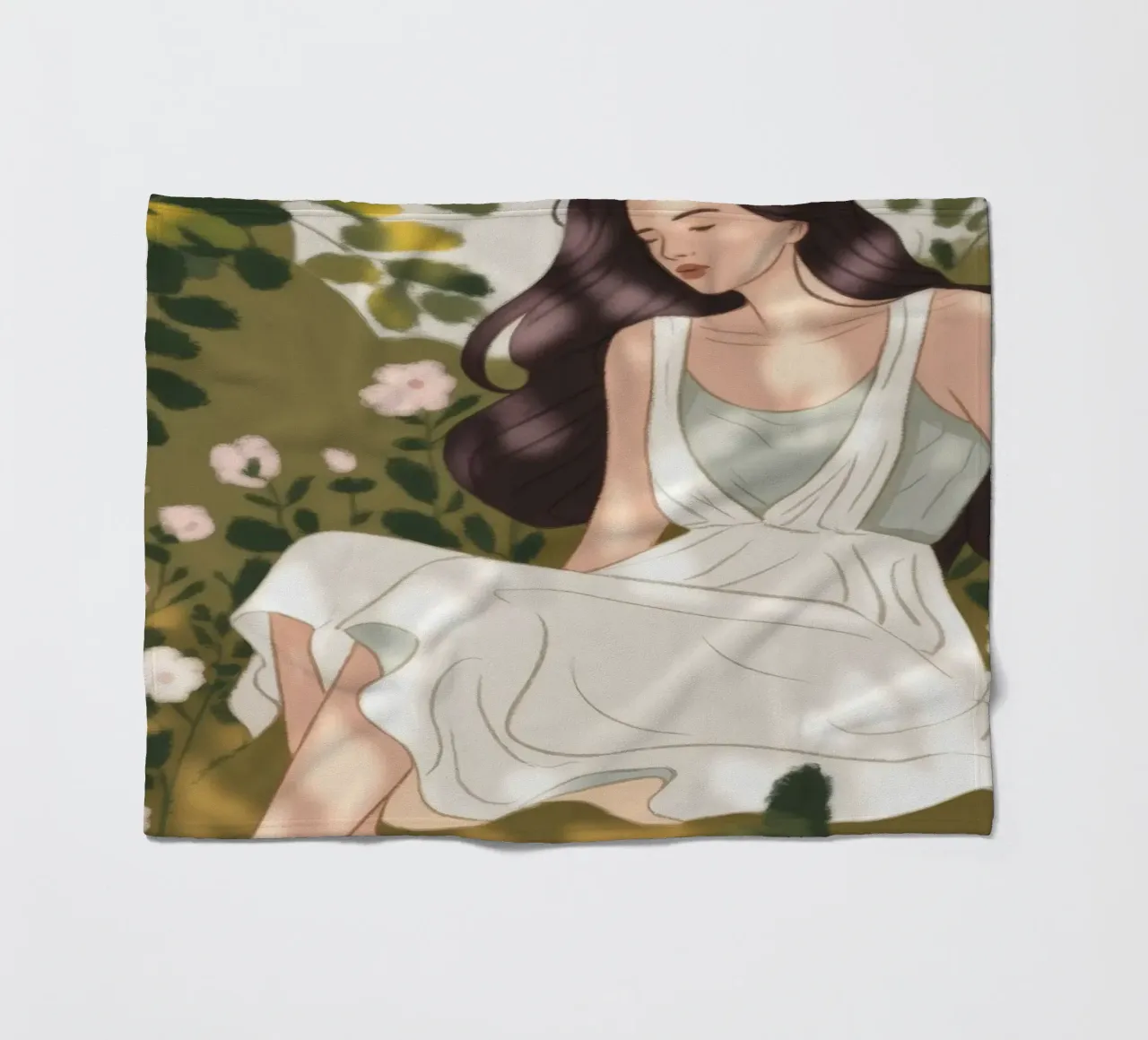 Serene Garden Repose fleece blanket by Atelier Tiga
