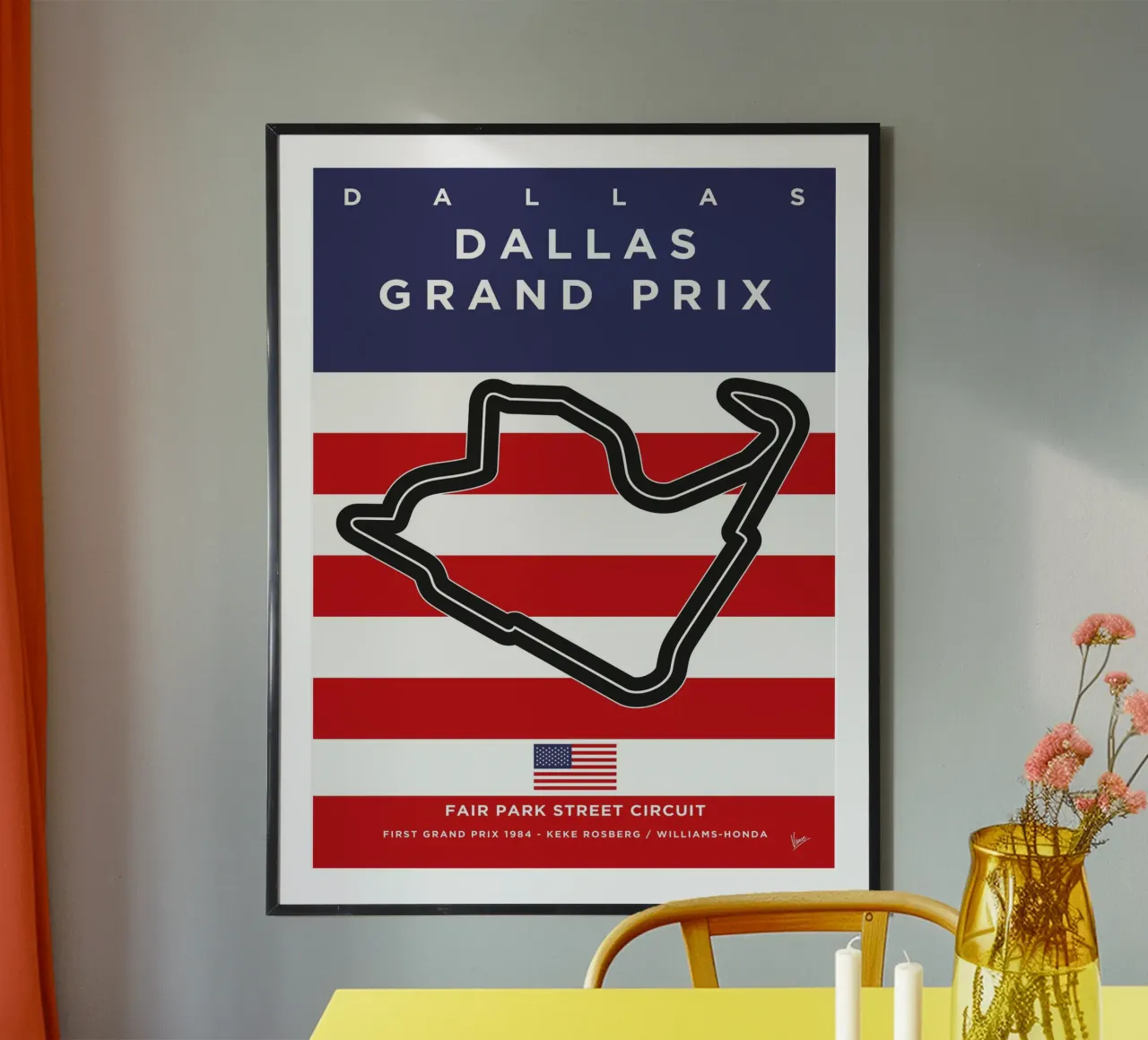 1984 F1 Dallas Race Track carta hahnemühle da Formula Art