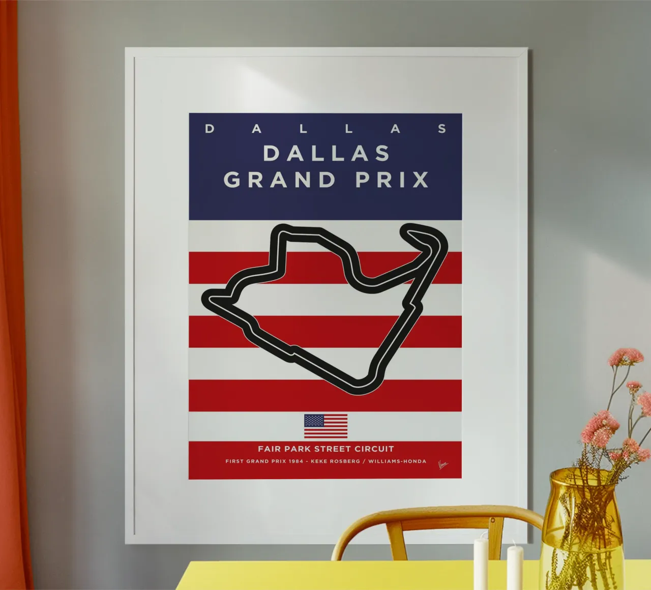 1984 F1 Dallas Race Track carta hahnemühle da Formula Art