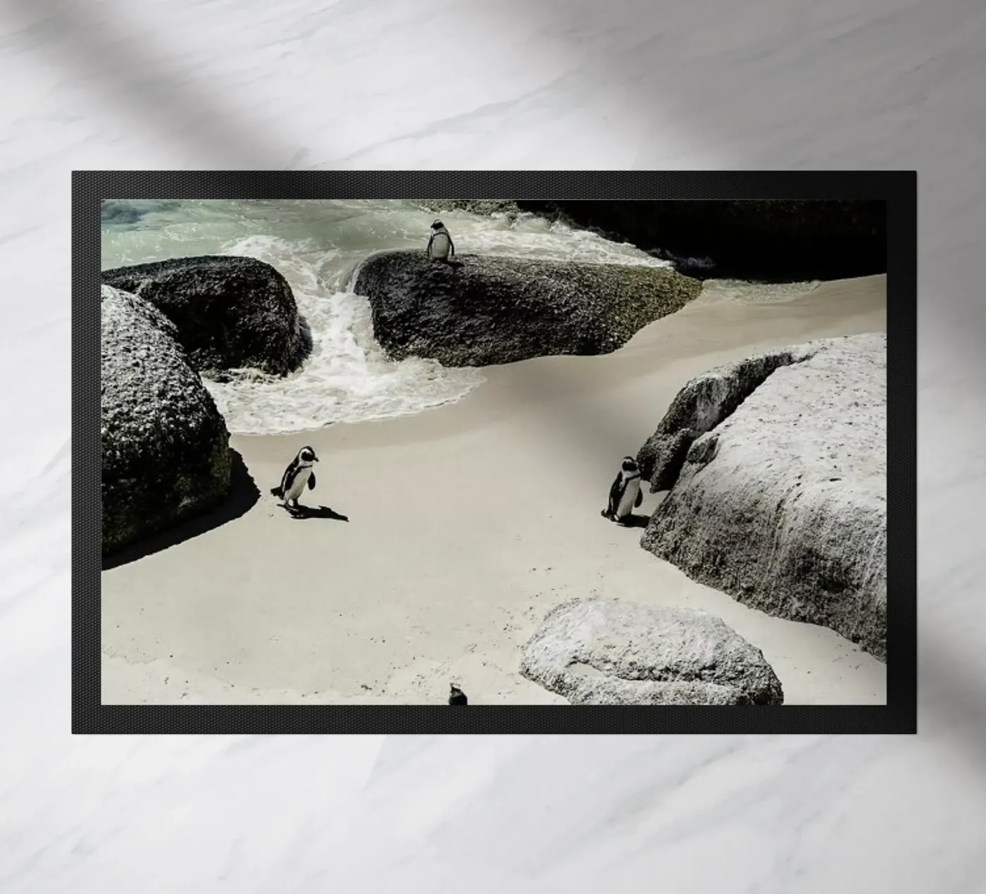 Penguins Beach doormat by Shot By Clint
