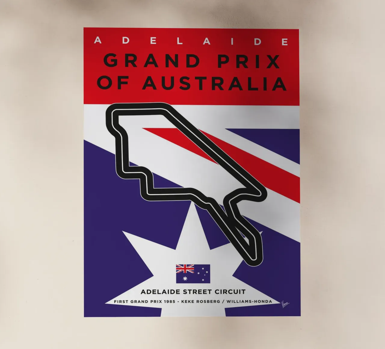 1985 F1 ADELAIDE Race Track pellicola backlit da Formula Art