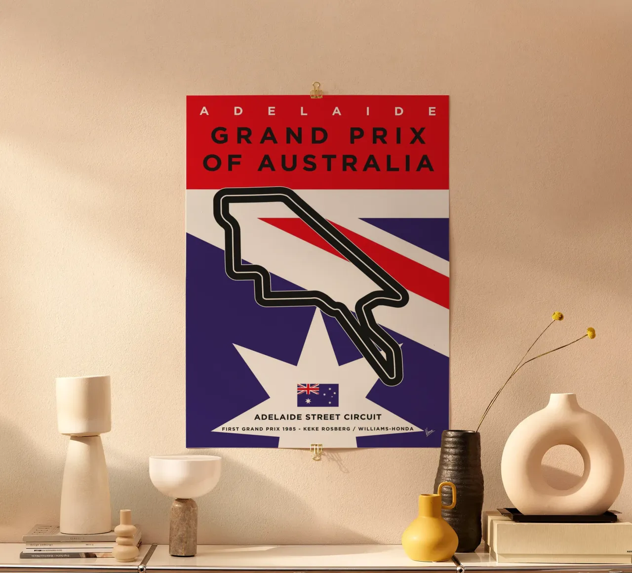 1985 F1 ADELAIDE Race Track carta hahnemühle da Formula Art