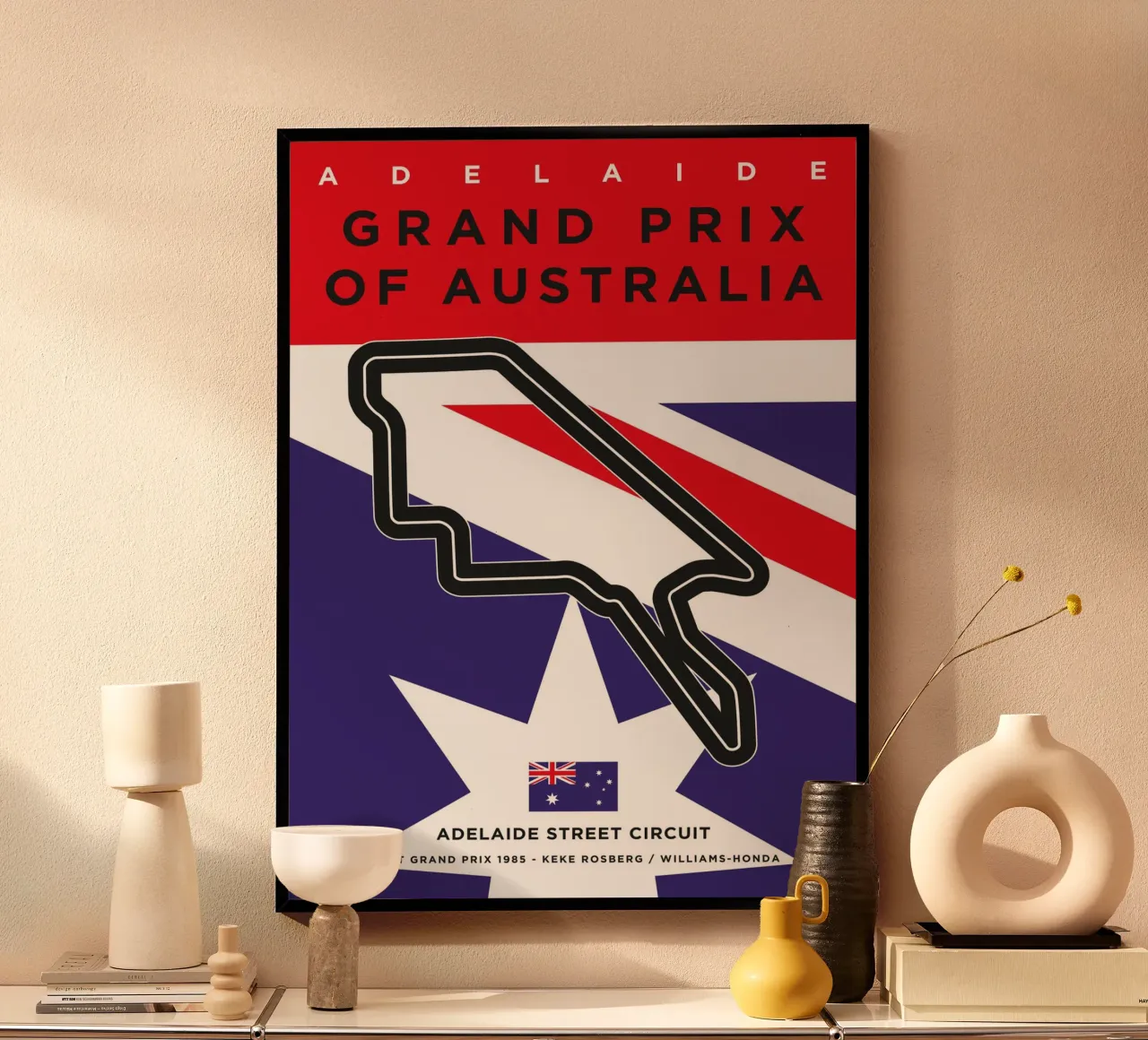 1985 F1 ADELAIDE Race Track carta hahnemühle da Formula Art