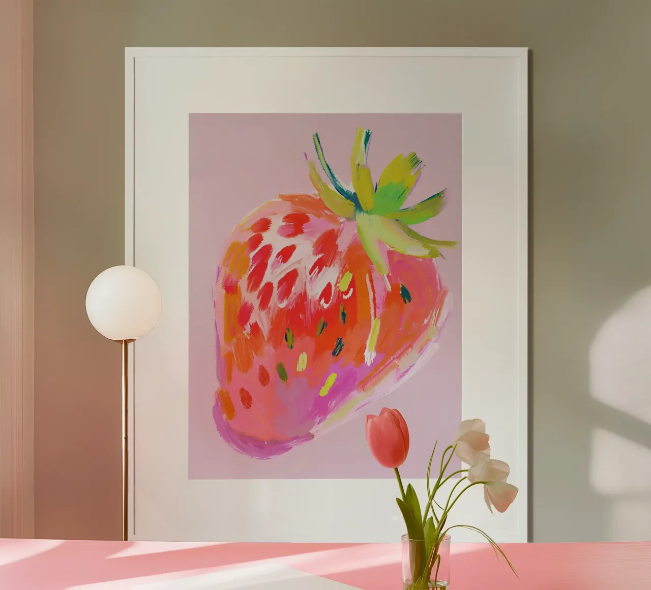 Erdbeere poster con telaio in plastica da Ohkimiko
