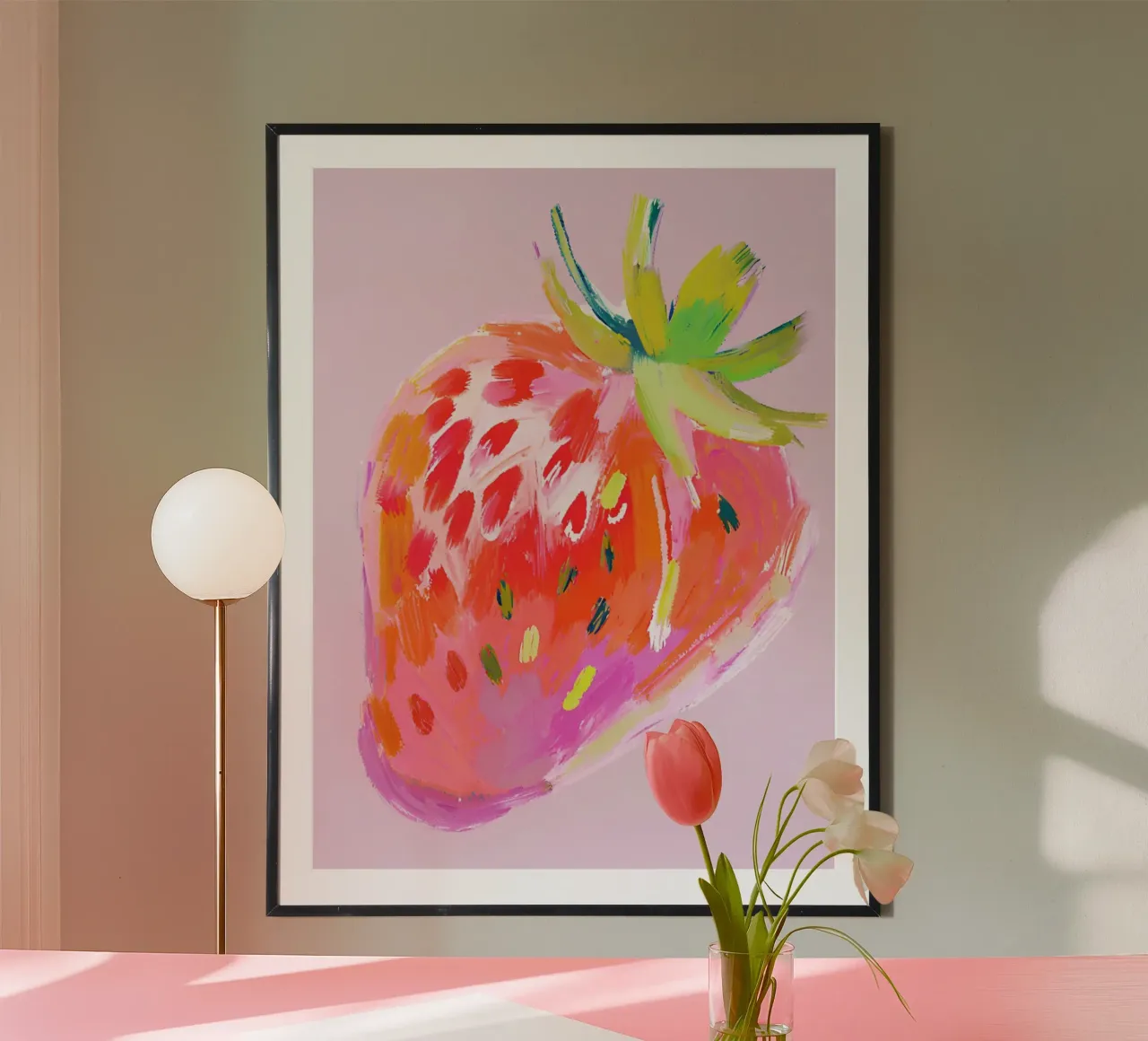 Erdbeere poster con telaio in plastica da Ohkimiko
