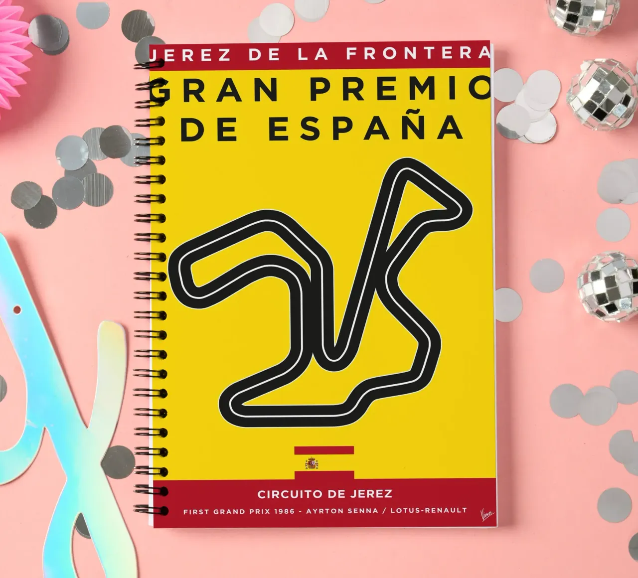1986 F1 JEREZ Race Track spiral notebook by Formula Art