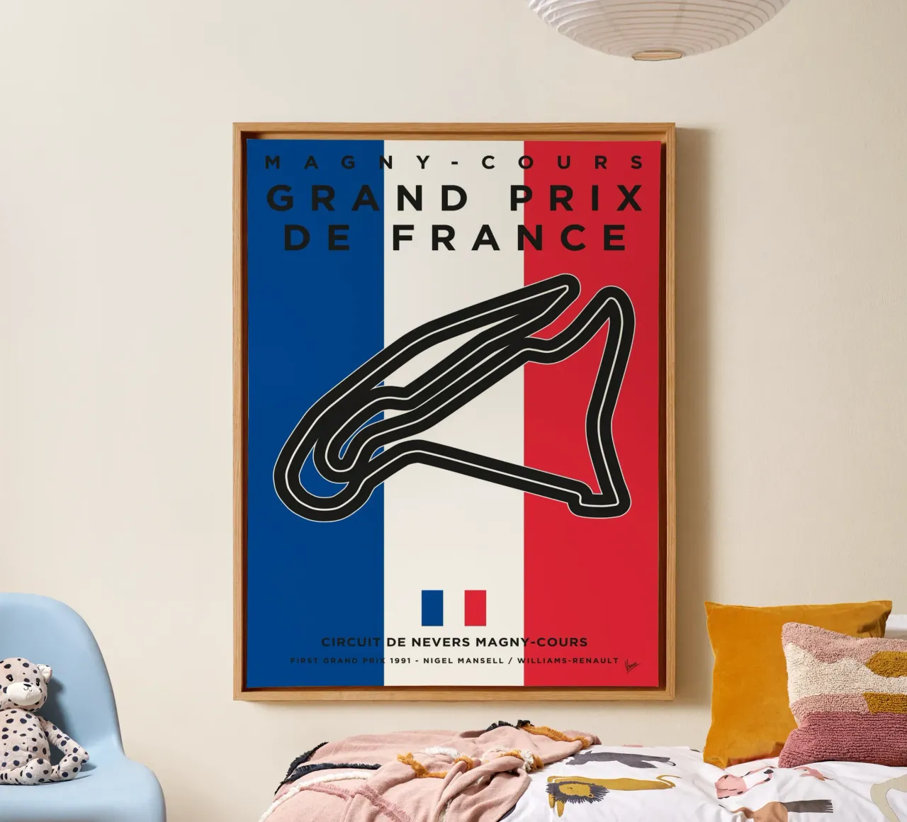 1991 F1 Magny-Cours Race Track tela con Cornice a cassetta da Formula Art