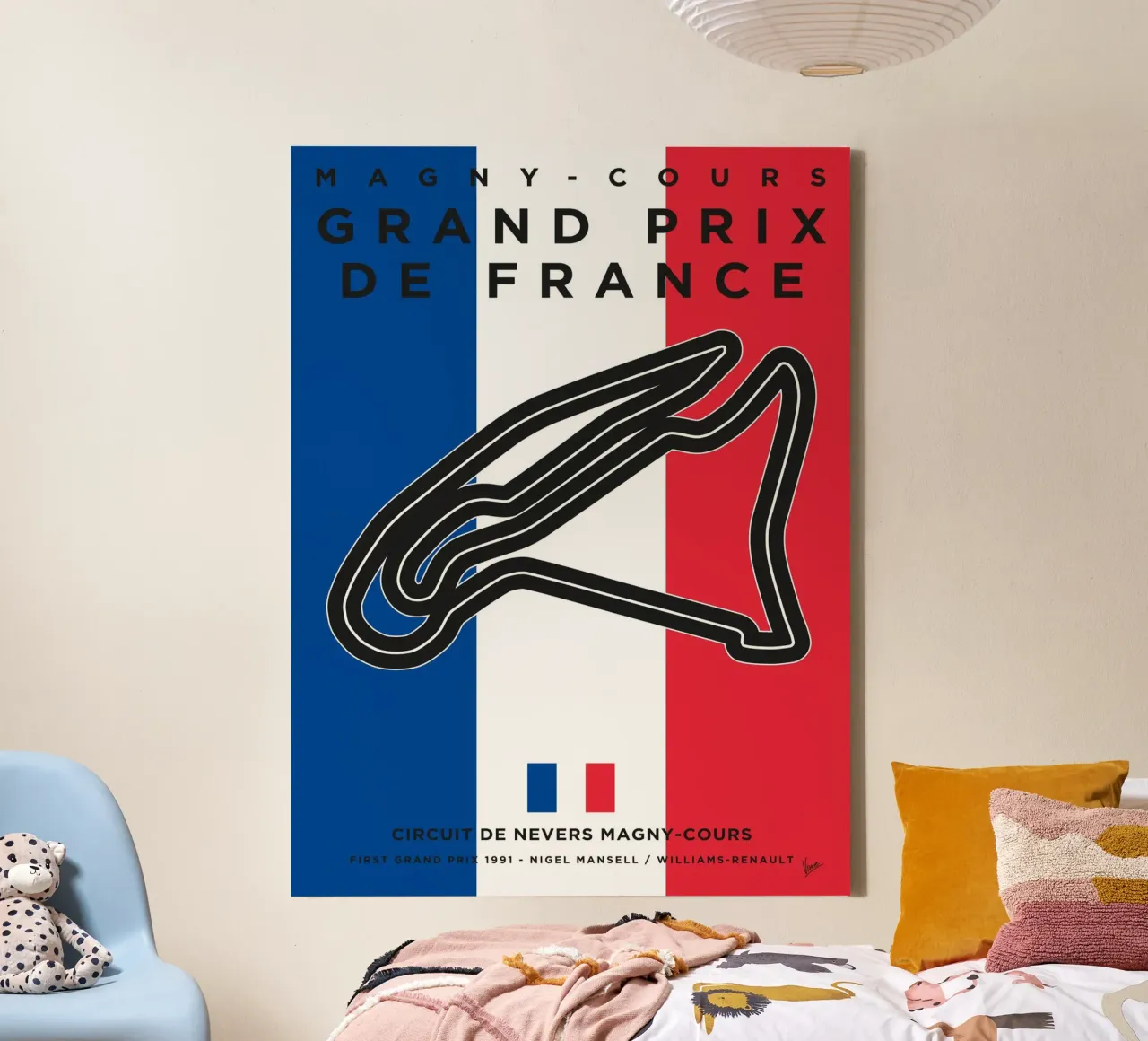 1991 F1 Magny-Cours Race Track tela con Cornice a cassetta da Formula Art