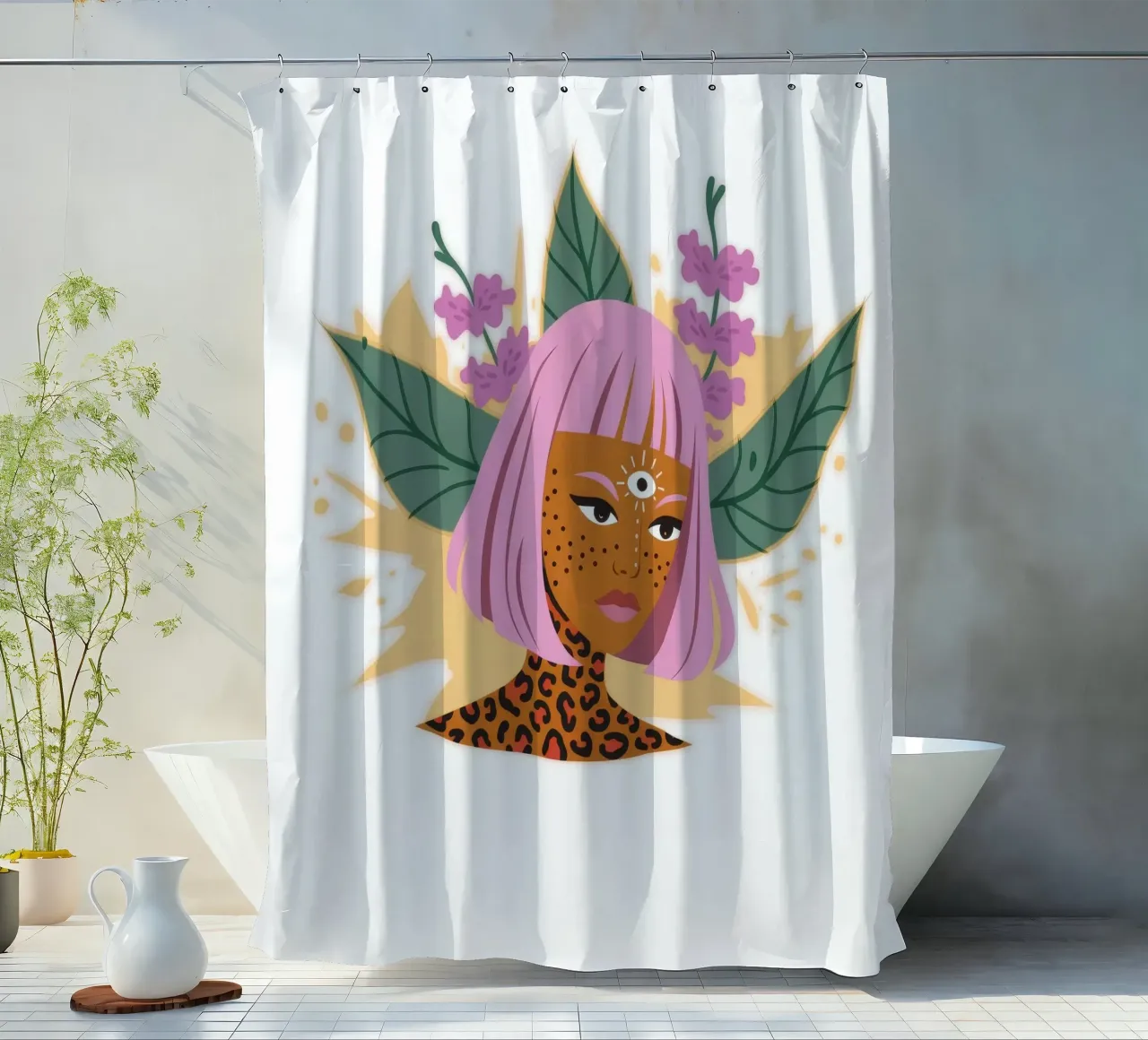 Ritratto botanico in grassetto tenda da doccia da Atelier Tiga