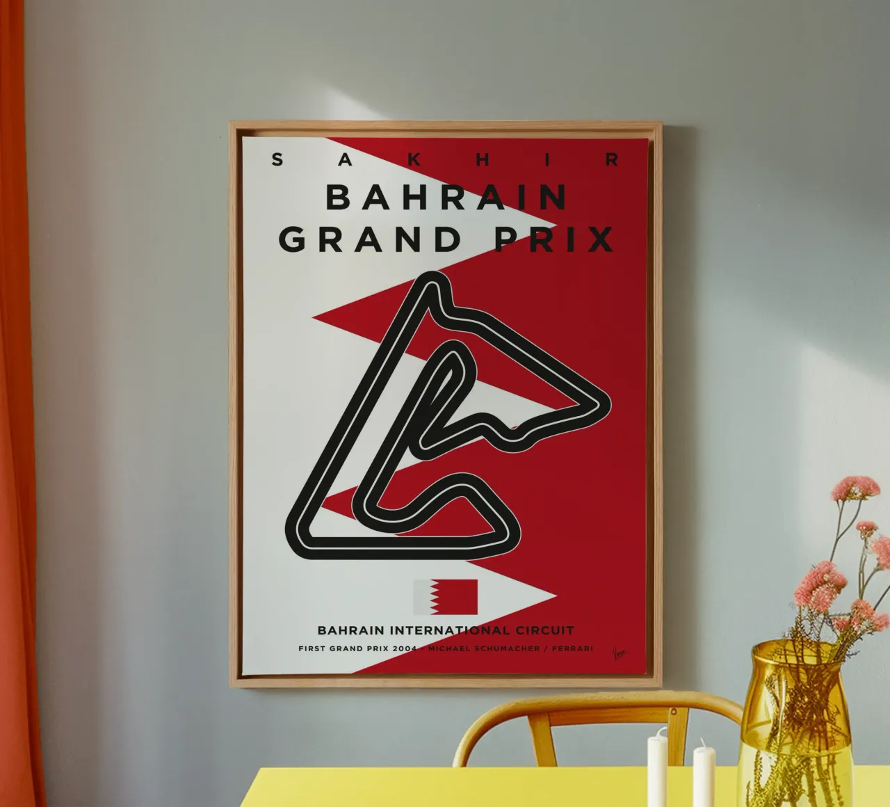 2004 F1 BAHRAIN Race Track tela con Cornice a cassetta da Formula Art