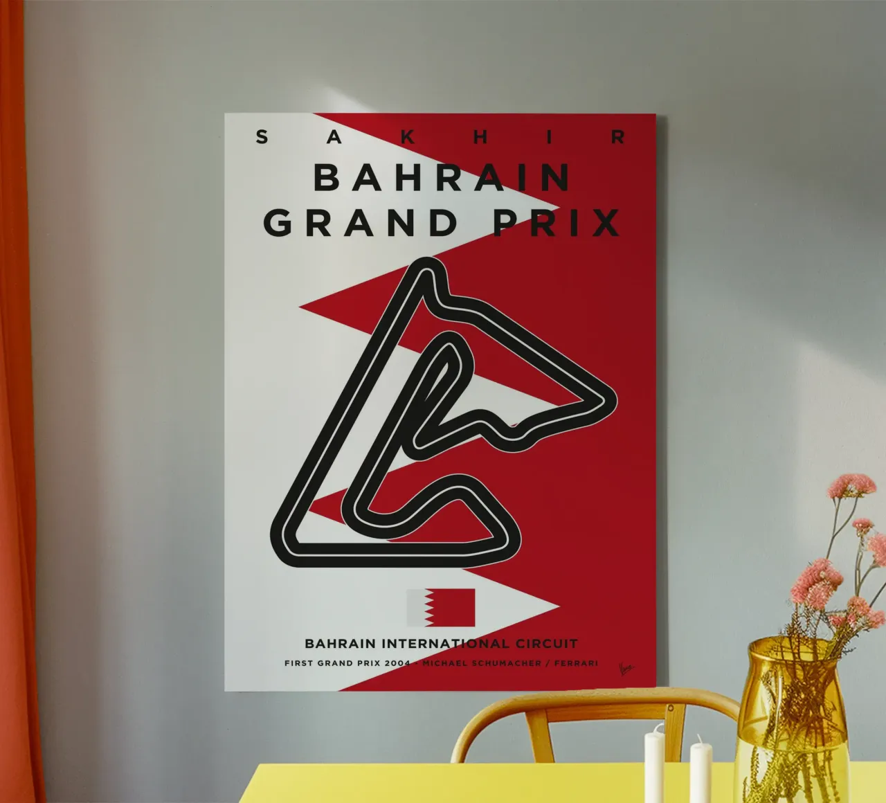 2004 F1 BAHRAIN Race Track tela con Cornice a cassetta da Formula Art