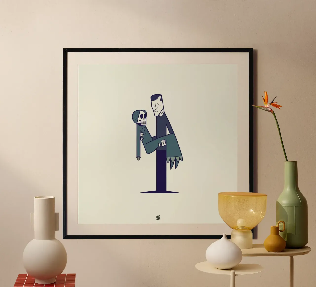 A boy's best friend is his mother poster con telaio in alluminio da Ale Giorgini
