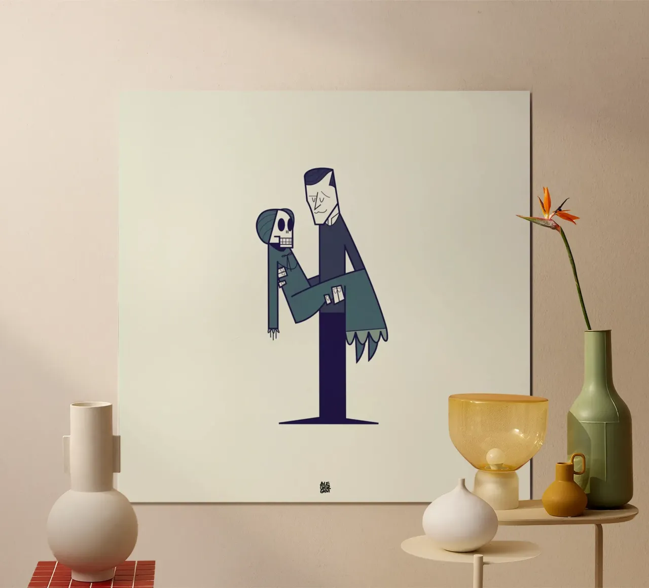 A boy's best friend is his mother poster con telaio in alluminio da Ale Giorgini