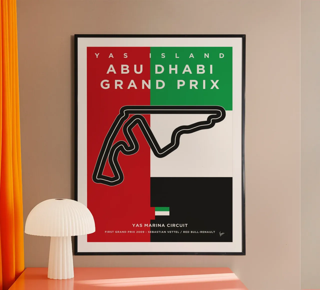 2009 F1 YAS MARINA Race Track carta hahnemühle da Formula Art