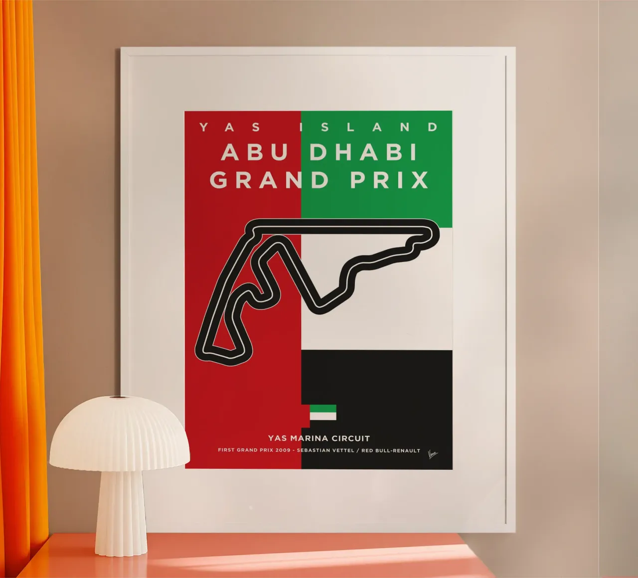 2009 F1 YAS MARINA Race Track carta hahnemühle da Formula Art