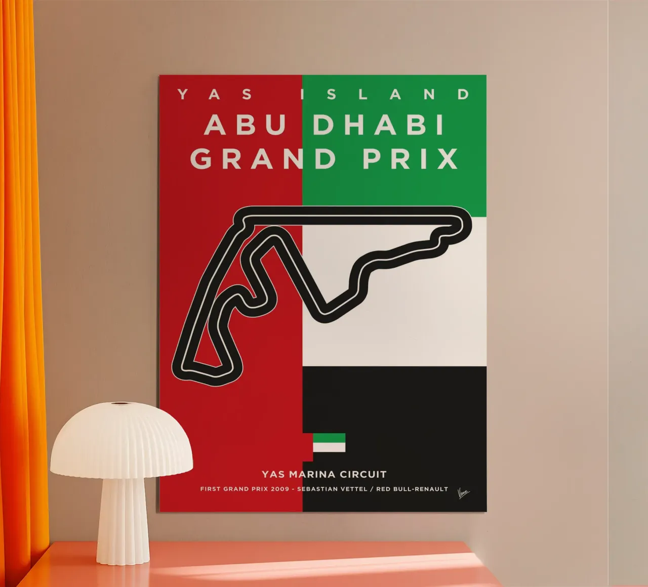 2009 F1 YAS MARINA Race Track carta hahnemühle da Formula Art