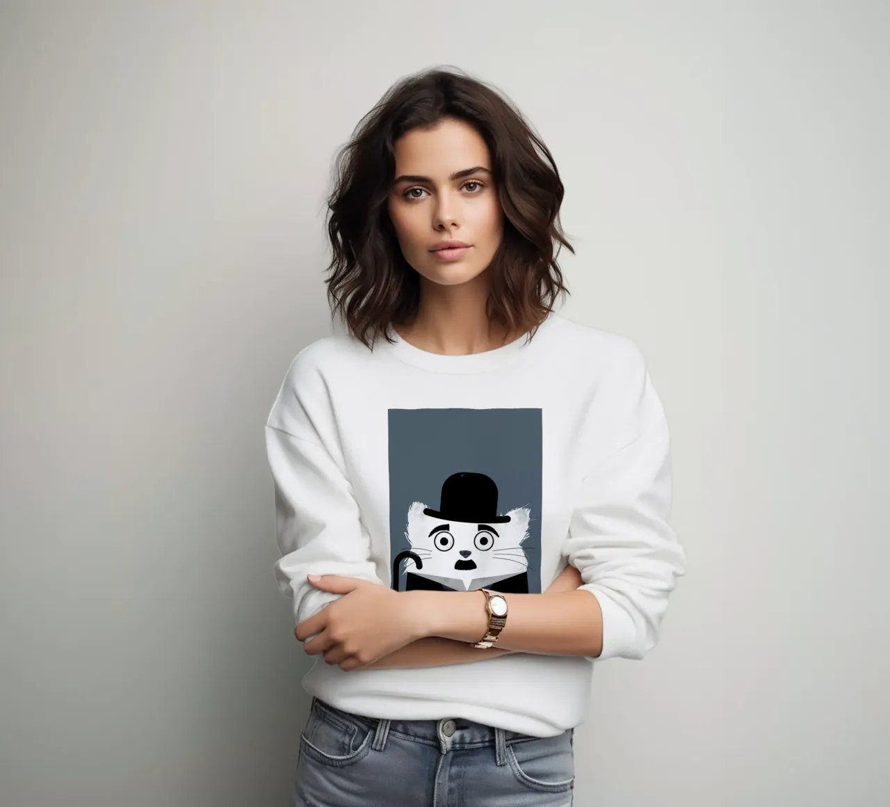 Cat - Chaplin felpa da Doozal