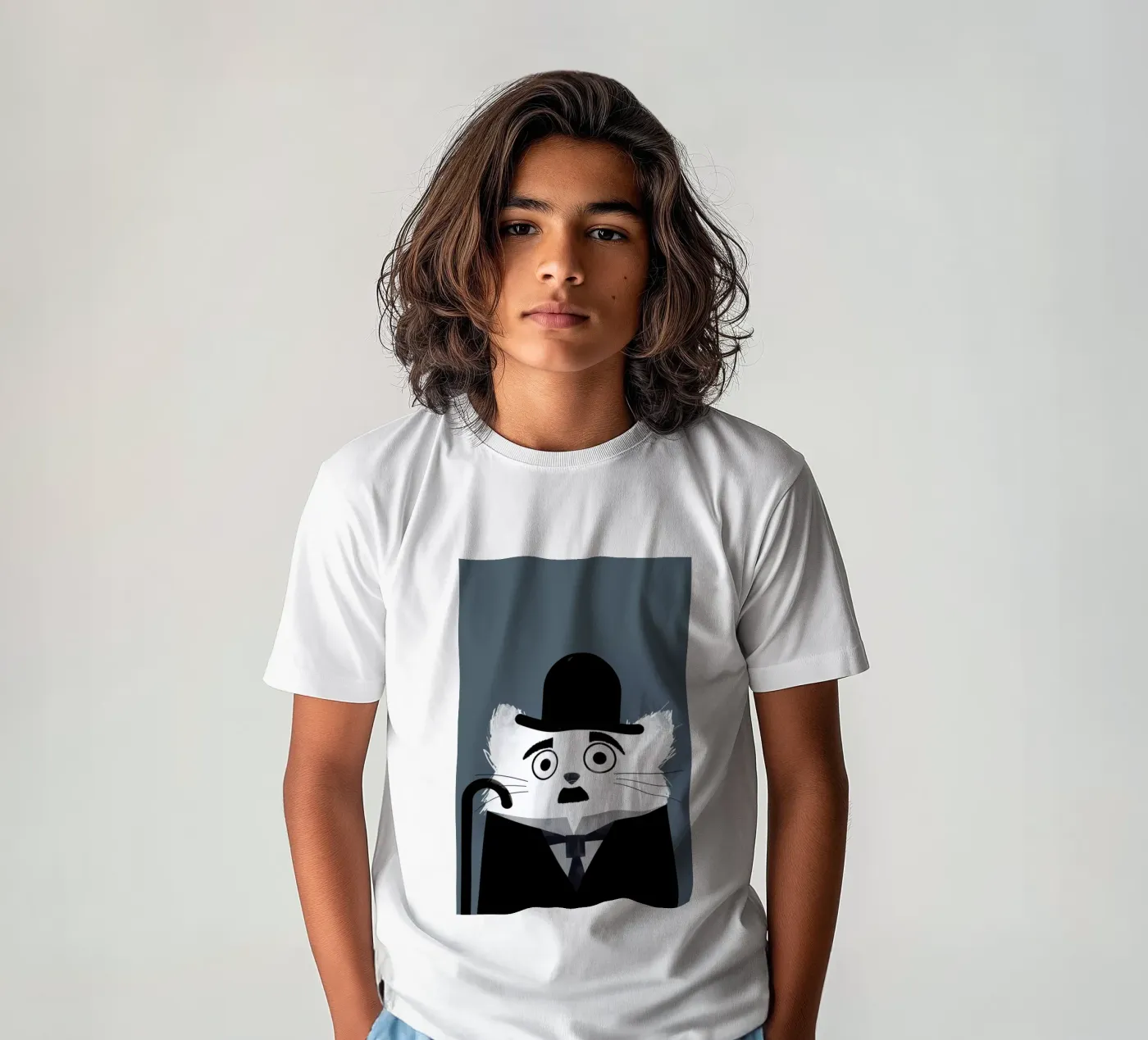 Cat - Chaplin kinder t-shirt van Doozal