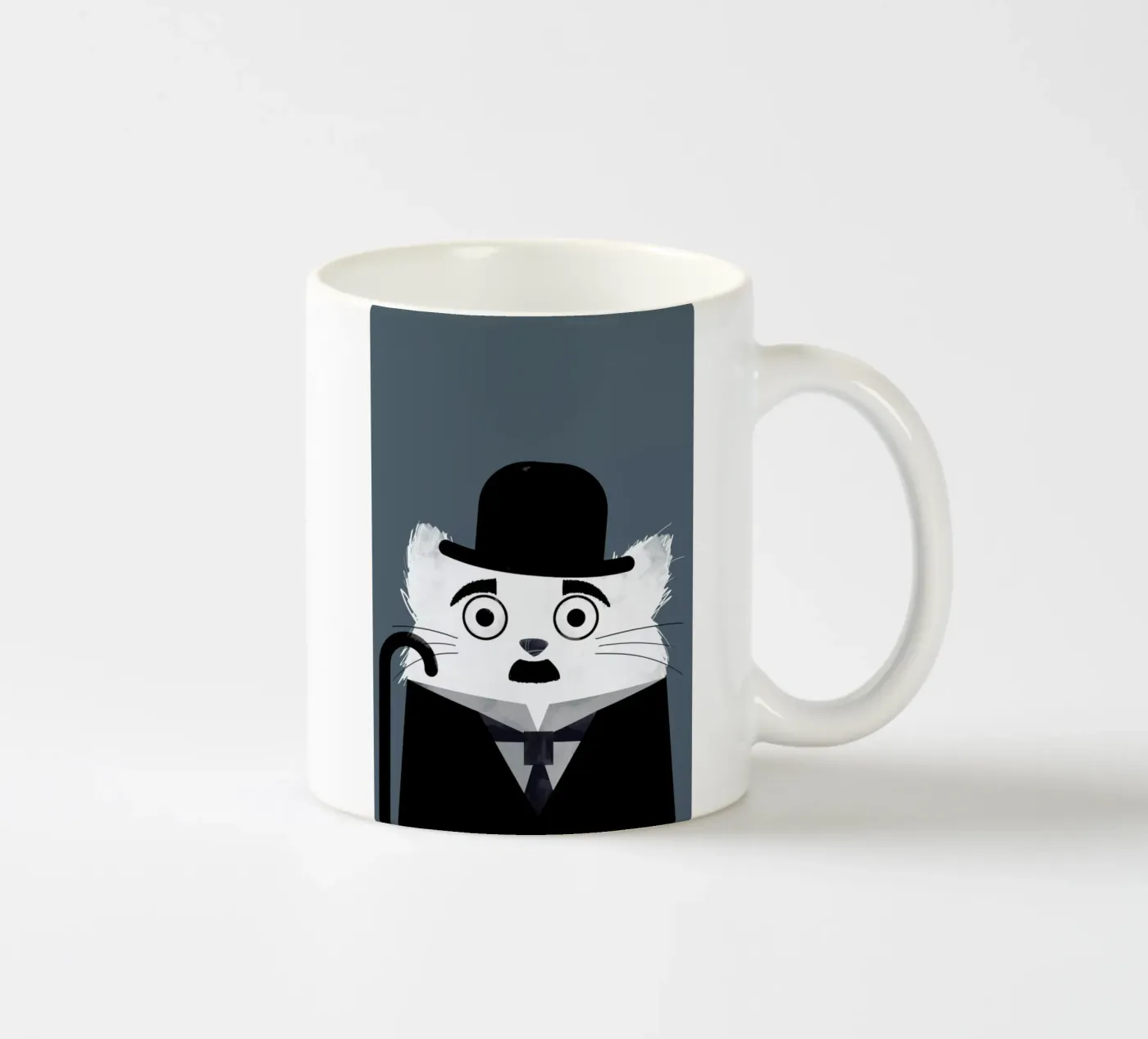 Cat - Chaplin ceramic mug by Doozal
