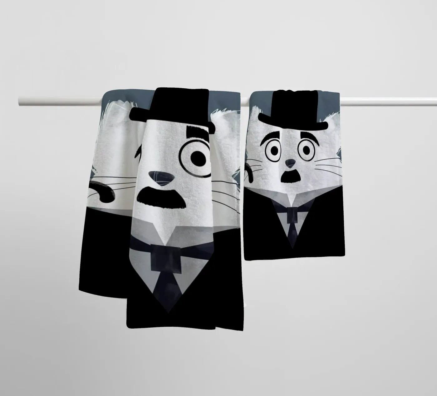 Cat - Chaplin towel by Doozal