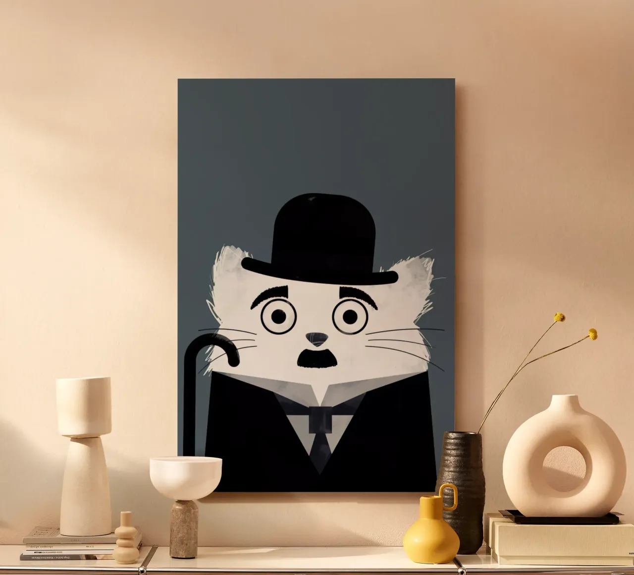 Cat - Chaplin alluminio dibond da Doozal