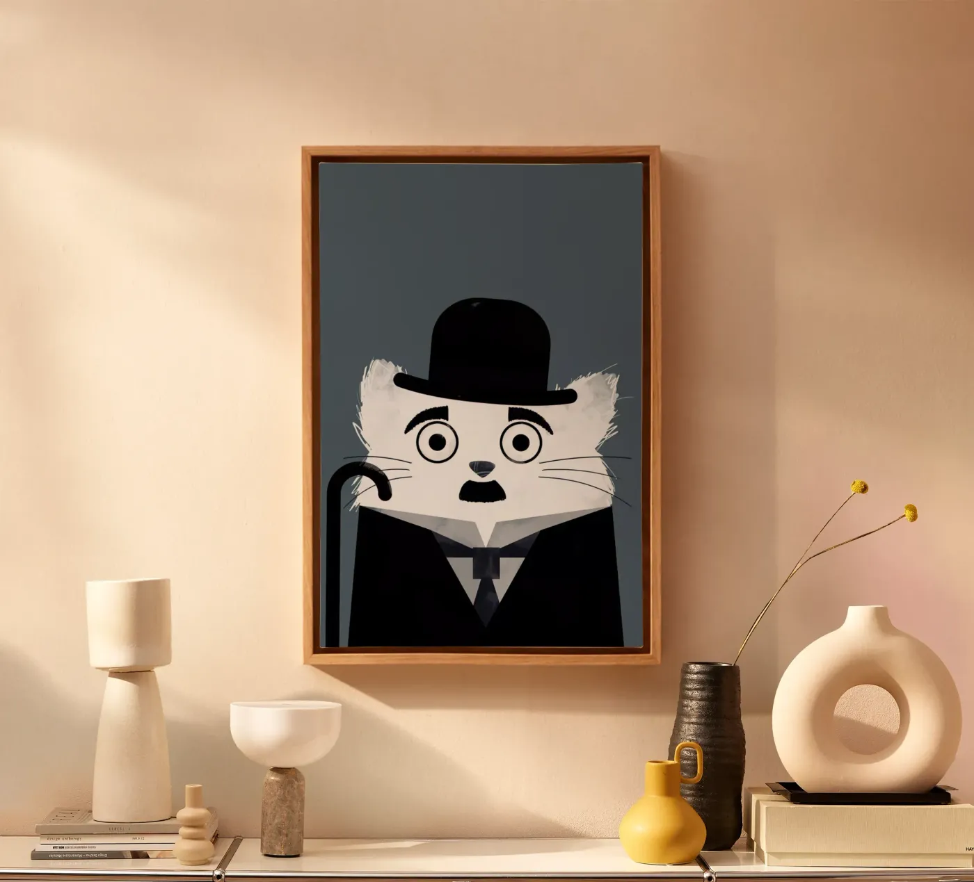 Cat - Chaplin canvas by Doozal