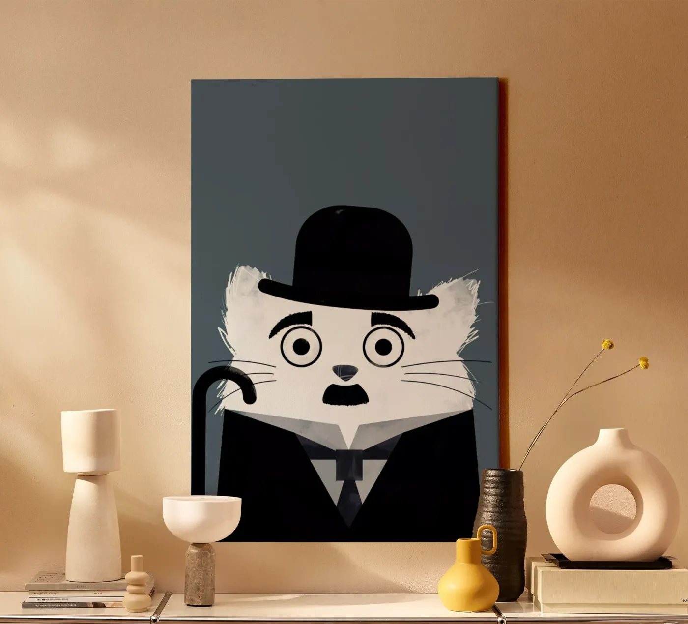 Cat - Chaplin canvas by Doozal