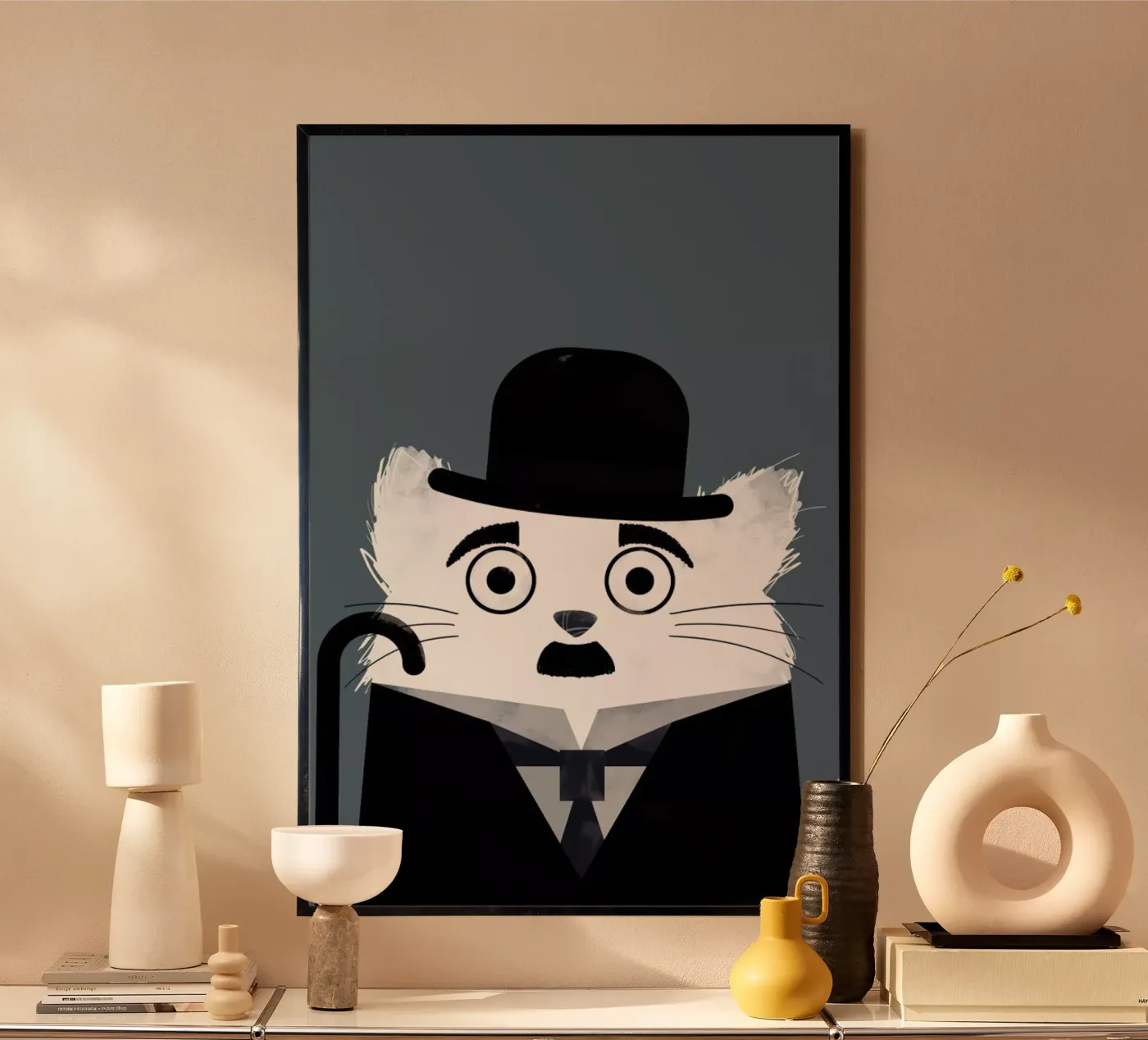 Cat - Chaplin poster van Doozal