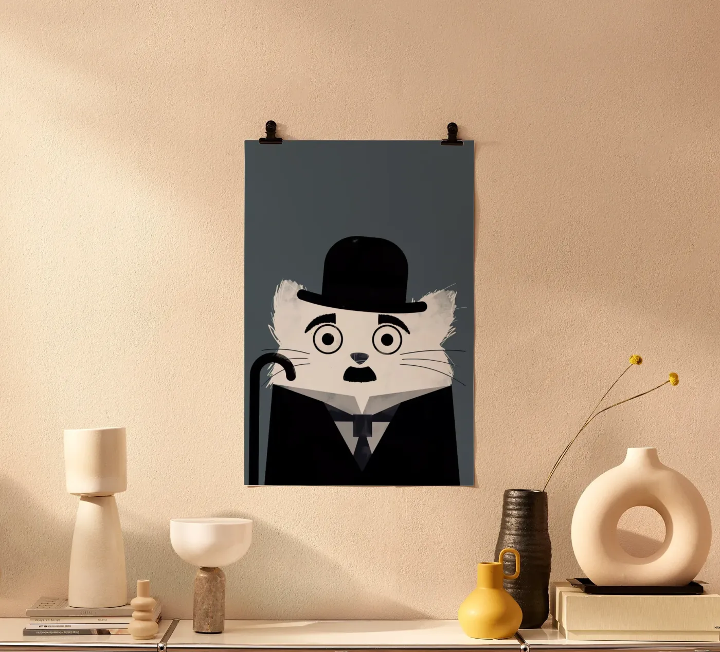 Cat - Chaplin poster van Doozal