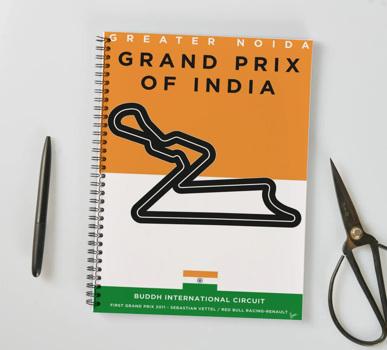 2011 F1 Buddh Race Track spiral notebook by Formula Art