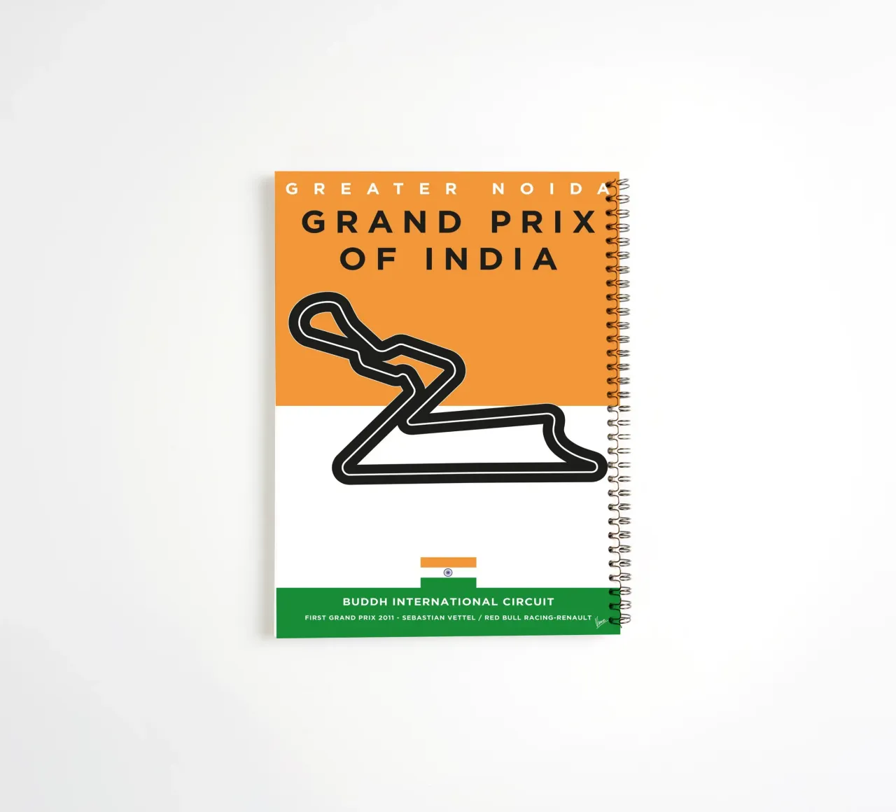 2011 F1 Buddh Race Track spiral notebook by Formula Art