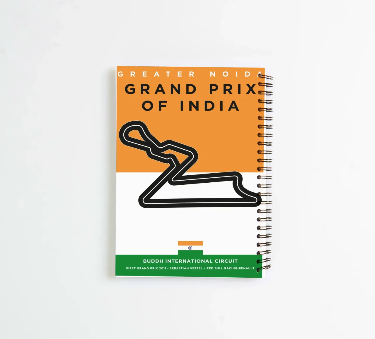 2011 F1 Buddh Race Track spiral notebook by Formula Art