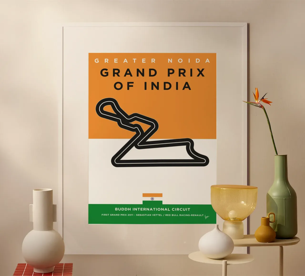 2011 F1 Buddh Race Track carta hahnemühle da Formula Art