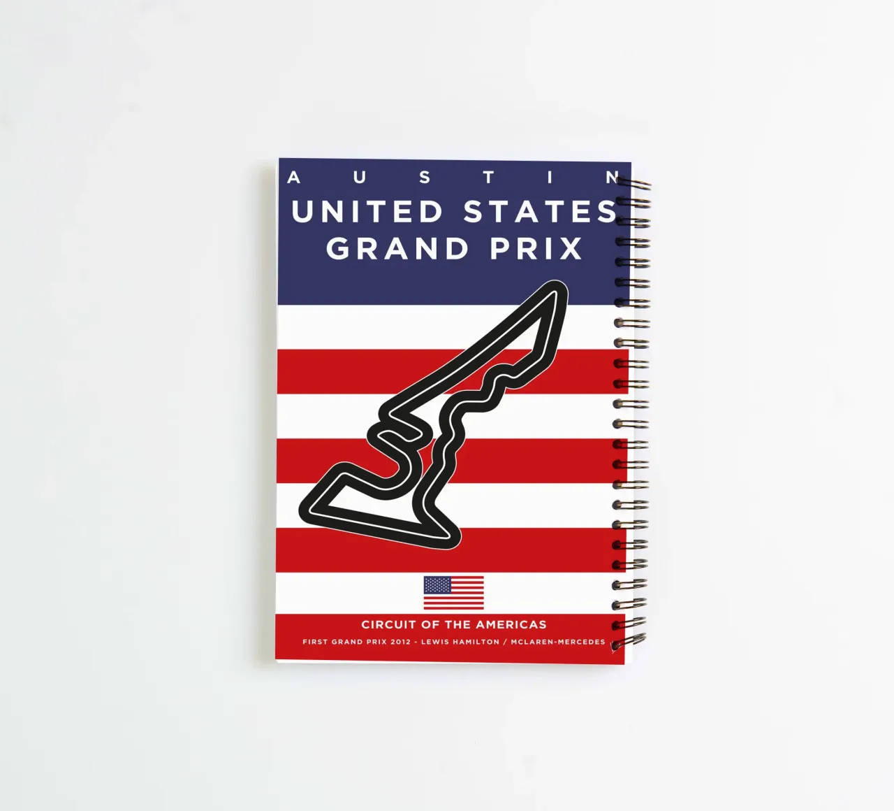 2012 F1 AUSTIN Race Track spiral notebook by Formula Art