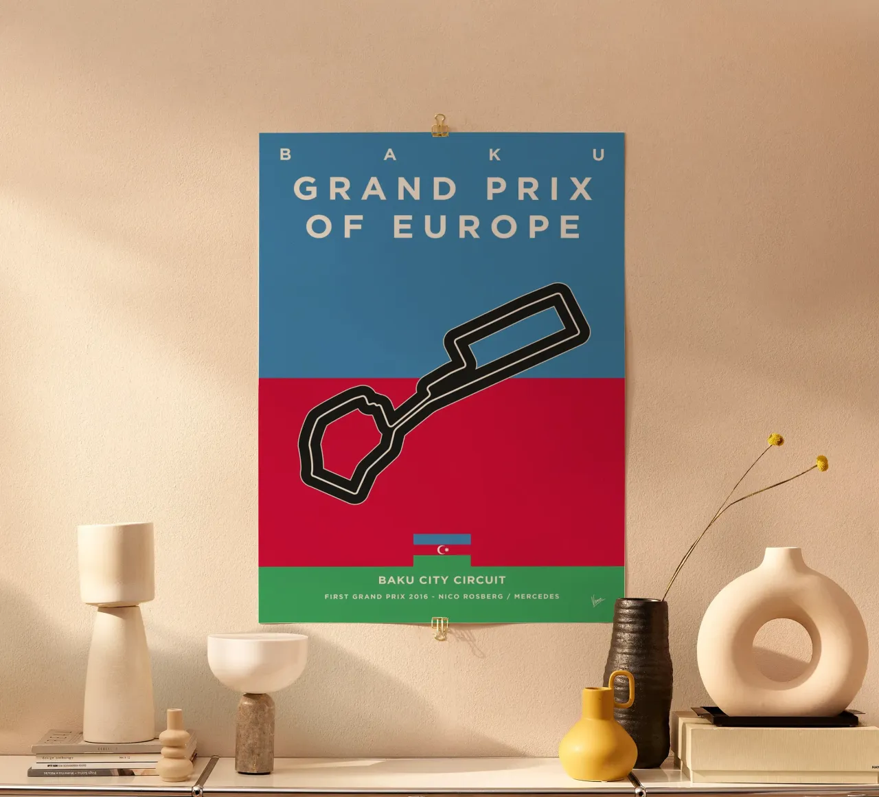 2016 F1 BAKU Race Track carta hahnemühle da Formula Art