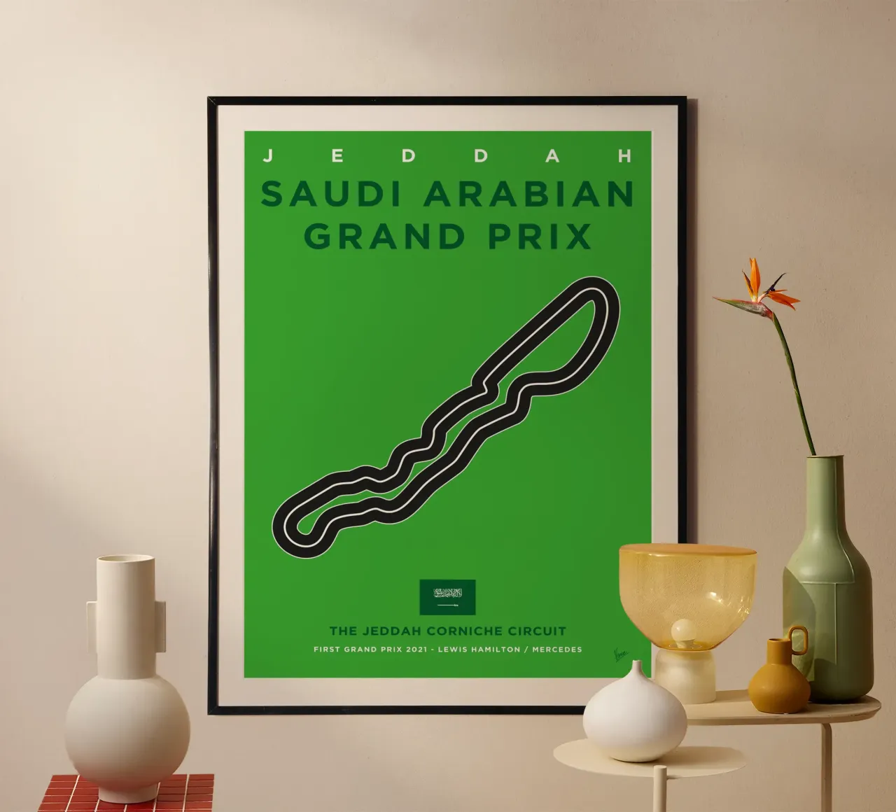 2021 F1 Jeddah Race Track carta hahnemühle da Formula Art