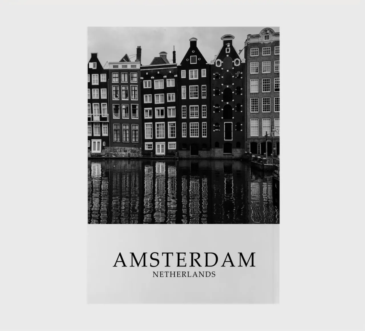 Amsterdam Netherlands Canal Scene Greyscale diario da Charnwood Prints