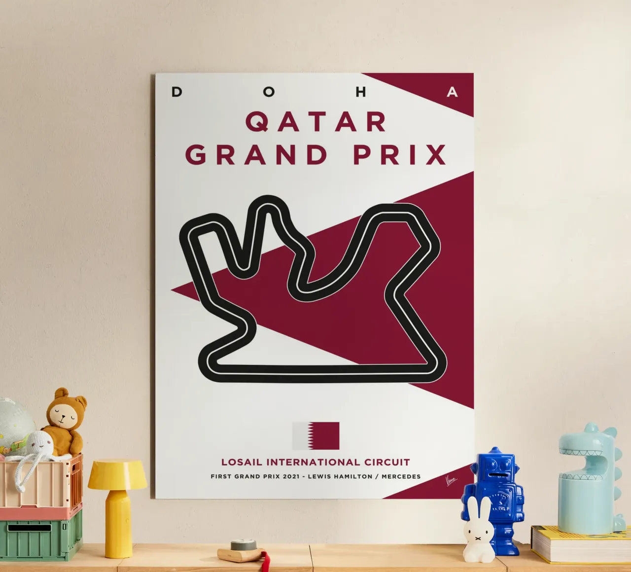 2021 F1 Losail Qatar Grand Prix Race Track alluminio dibond da Formula Art