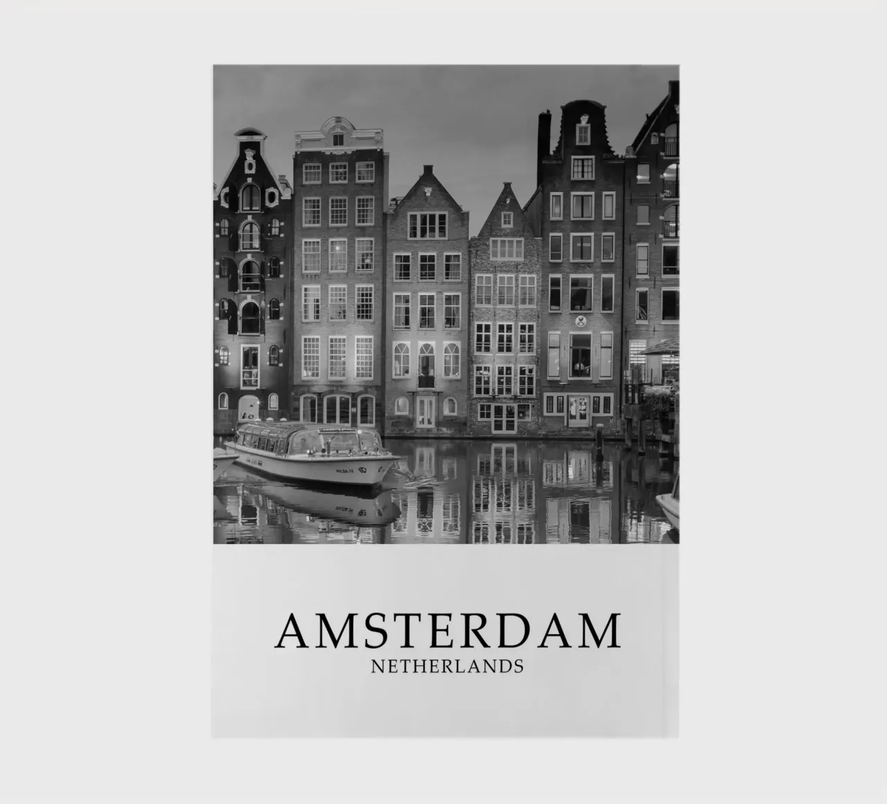 Amsterdam Netherlands Canal Scene Greyscale diario da Charnwood Prints