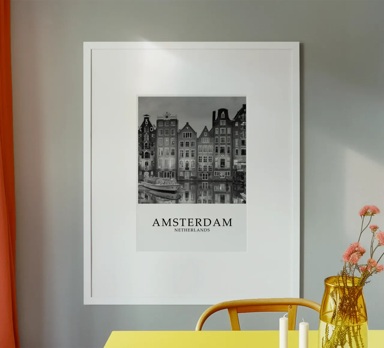 Amsterdam Netherlands Canal Scene Greyscale carta hahnemühle da Charnwood Prints