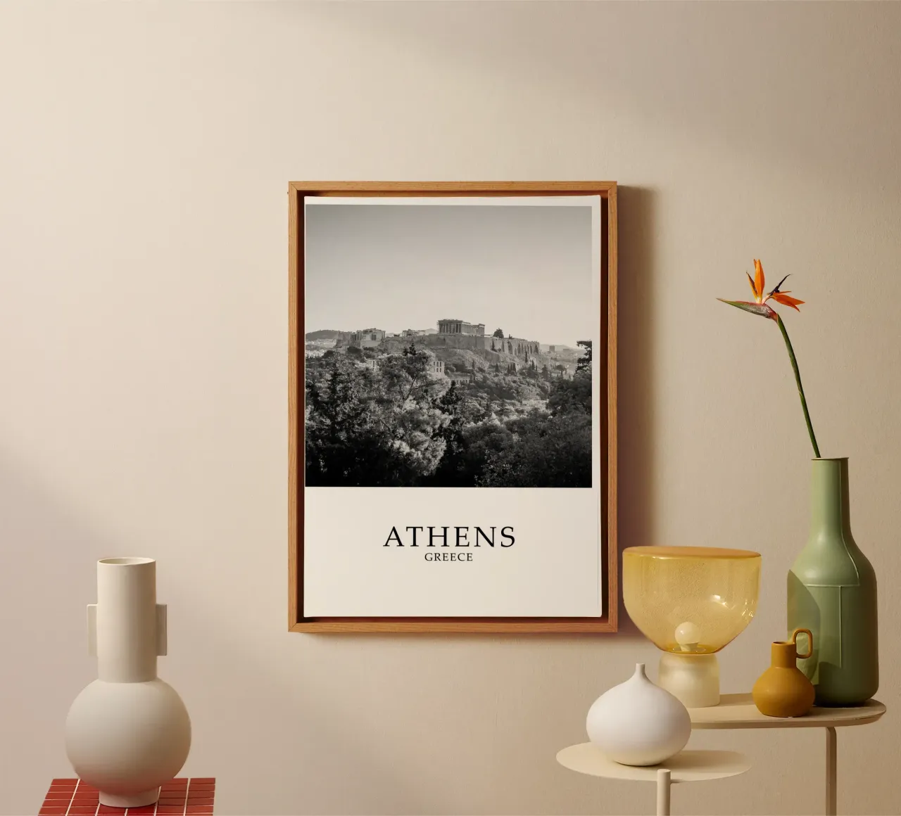 Acropolis Athens Greece Scene Greyscale canvas by Charnwood Prints