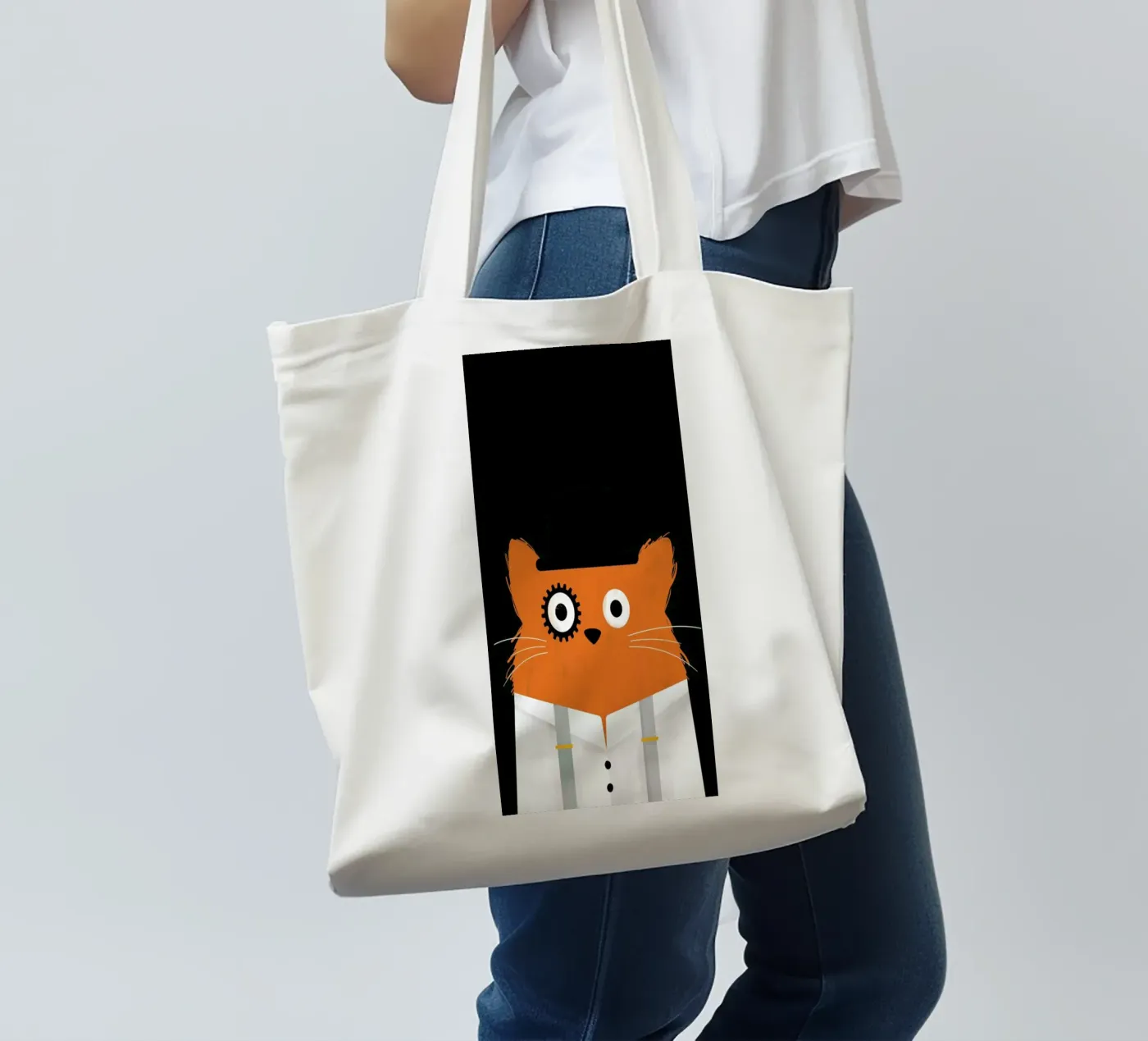 Cat - Clockwork tote bag by Doozal