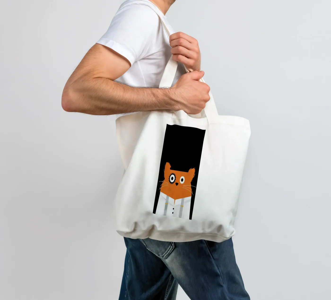 Cat - Clockwork tote bag by Doozal