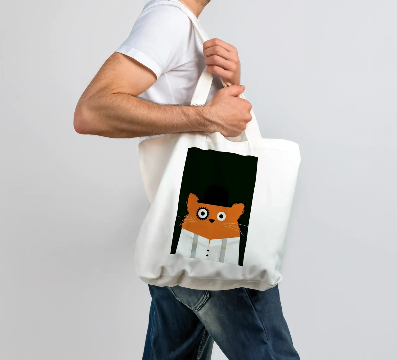 Cat - Clockwork borsa in juta da Doozal